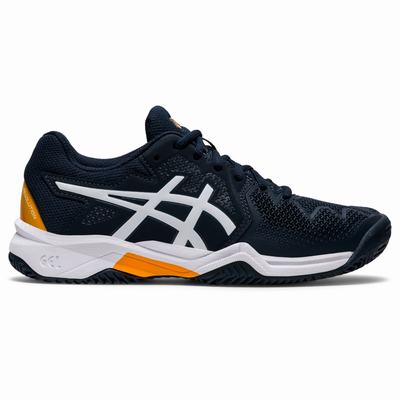 Asics Gel-Resolution 8 Clay GS - Lasten Tenniskengät - Sininen/Valkoinen